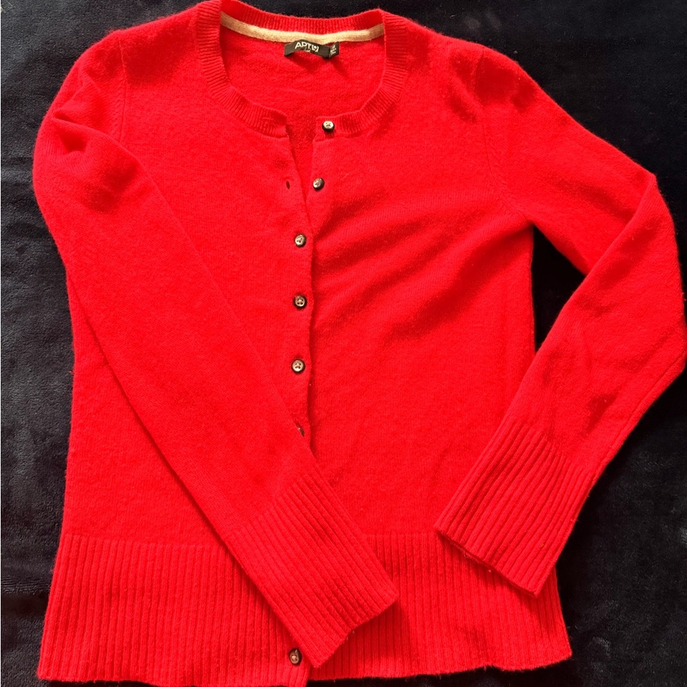 Red Button-Up Cardigan